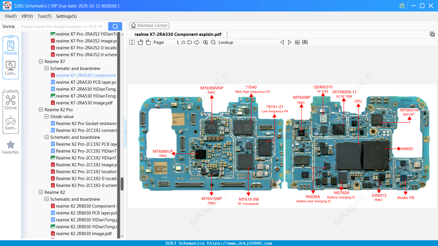 Realme X7-2RA530 Component Explain